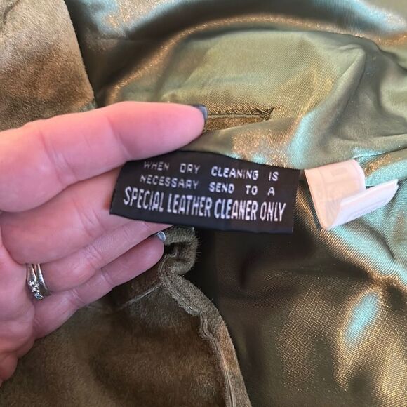 Vintage Y2K Wilsons Leather Leather Jackets Maxima Pea Green Suede Blazer Small - Picture 7 of 8